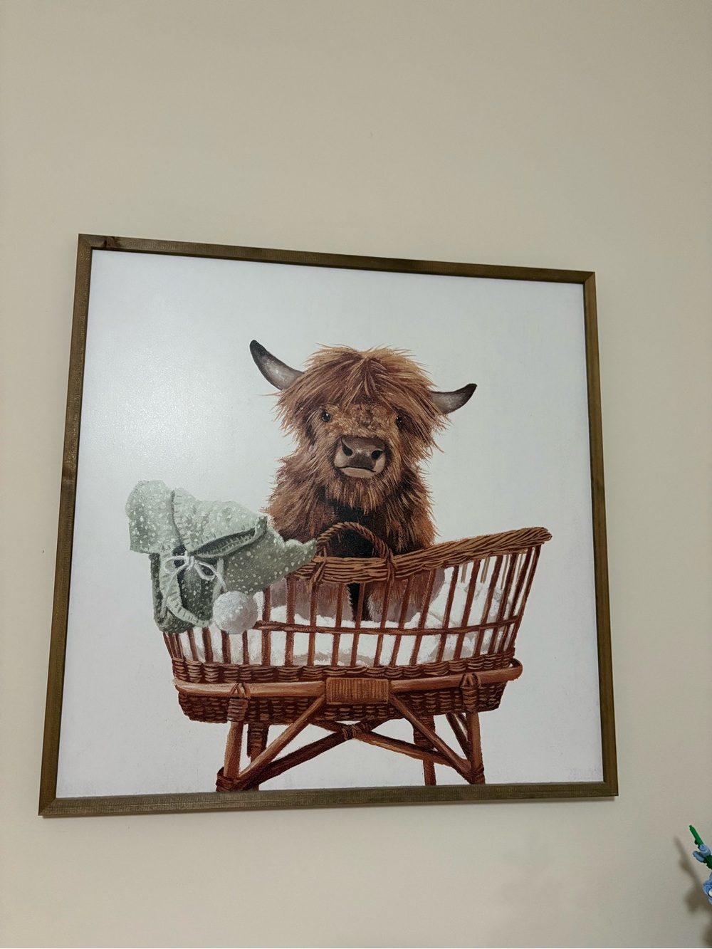 Source Unknown Highland Calf Nursery Art in Brown and Cream
